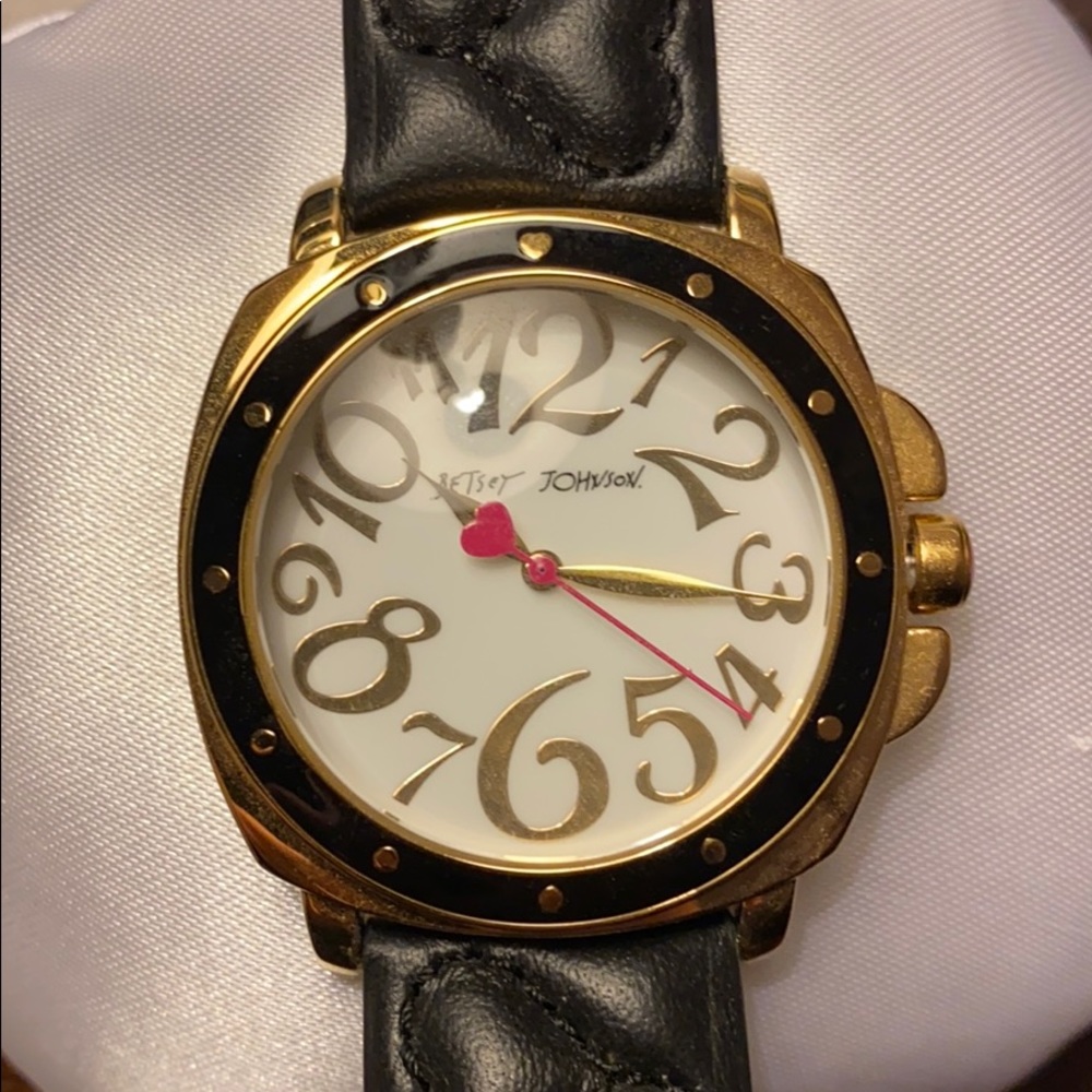 Betsy Johnson Watch with quilted leather strap